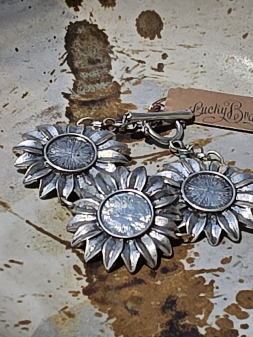 NEW Lucky Brand Silvertone Sunflower Bracelet - Picture 3 of 5